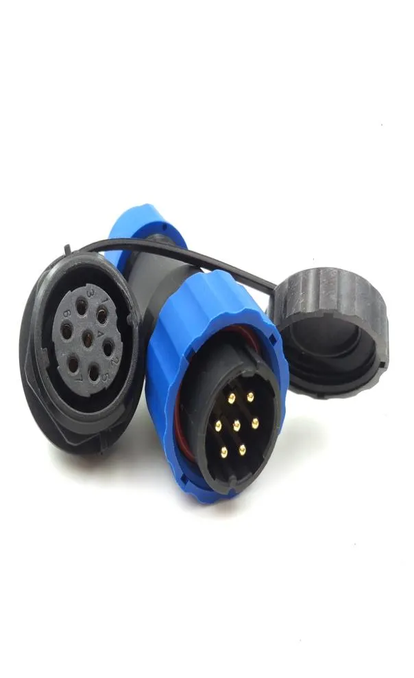 SD20 7pin Waterproof Power Cable Connector 25A 250V High Voltage Electronic Aviation Connectors IP68 Outdoor LED Connector Plug 9660602