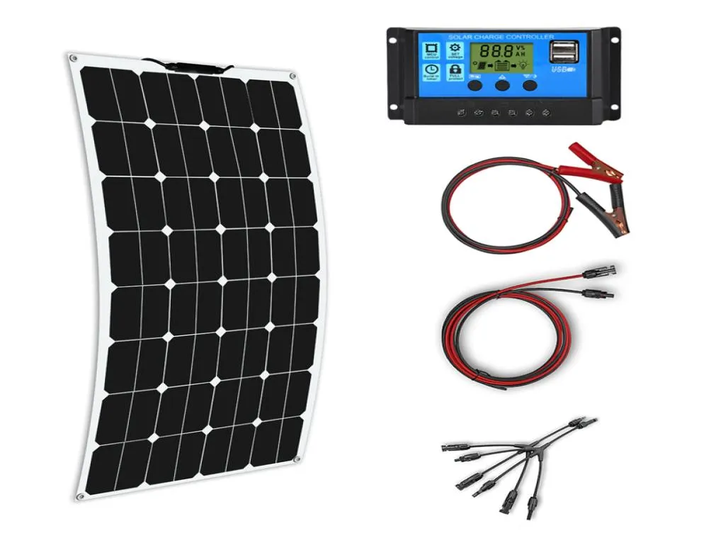 100W1000W Flexibele zonnepanelen 12V24V Solar System Kit Monocrystalline Cell Module 10A100A Controller voor off -grid batterij CHA3717653