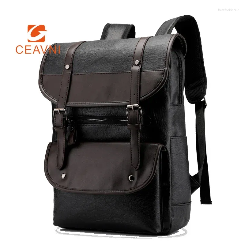 Рюкзак Ceavni 2024 Trend Retro Men's Mens Aglouge Computer Travel Travel Guble offity Waterpronation Leather