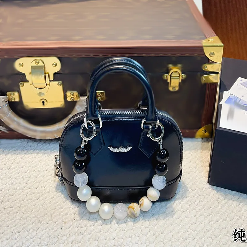 24C Pearl Chain Bag Luxe handtas mode dames tas halfcirkelvormig lederen vaste parel cc buckle onderarm tas make-uptas mini portemonnee mode tas diner zakken 16 cm