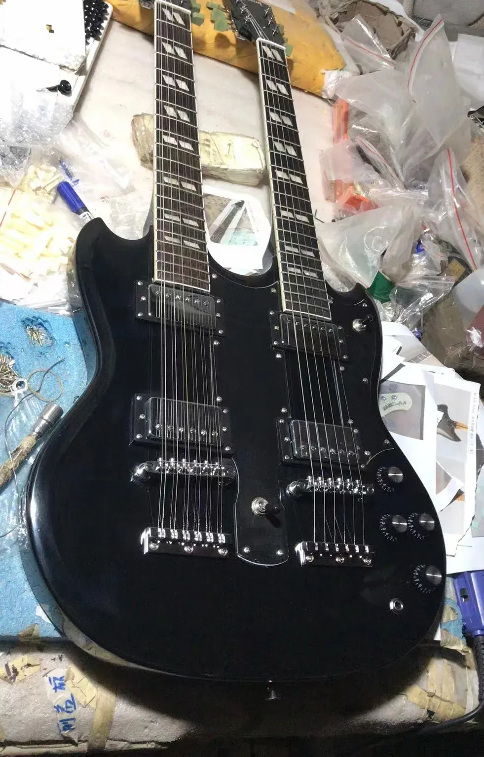 Kabel OEM 12 6 String E -Gitarre Doppelkopf, Finish Gloss Lack Fret Binding One -Stück Hals, kostenlose Lieferung