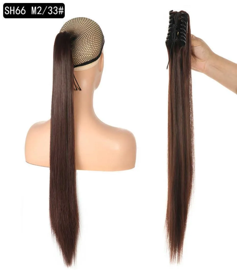 22Inch Claw Clip on Extension Syntetisk hästsvansinställning för kvinnor Pony Tail Hairpiece7497017