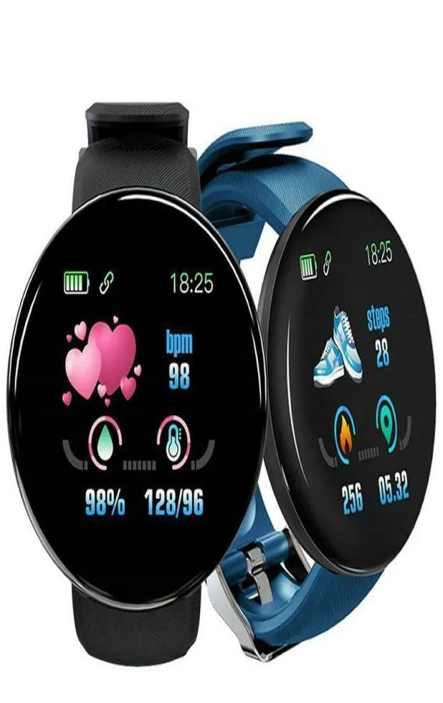 D18 Smart Watch Round Heart Rate Monitor Blood Pressure Waterproof Men Fitness Tracker Watch For Android IOS Smart Clock9161998