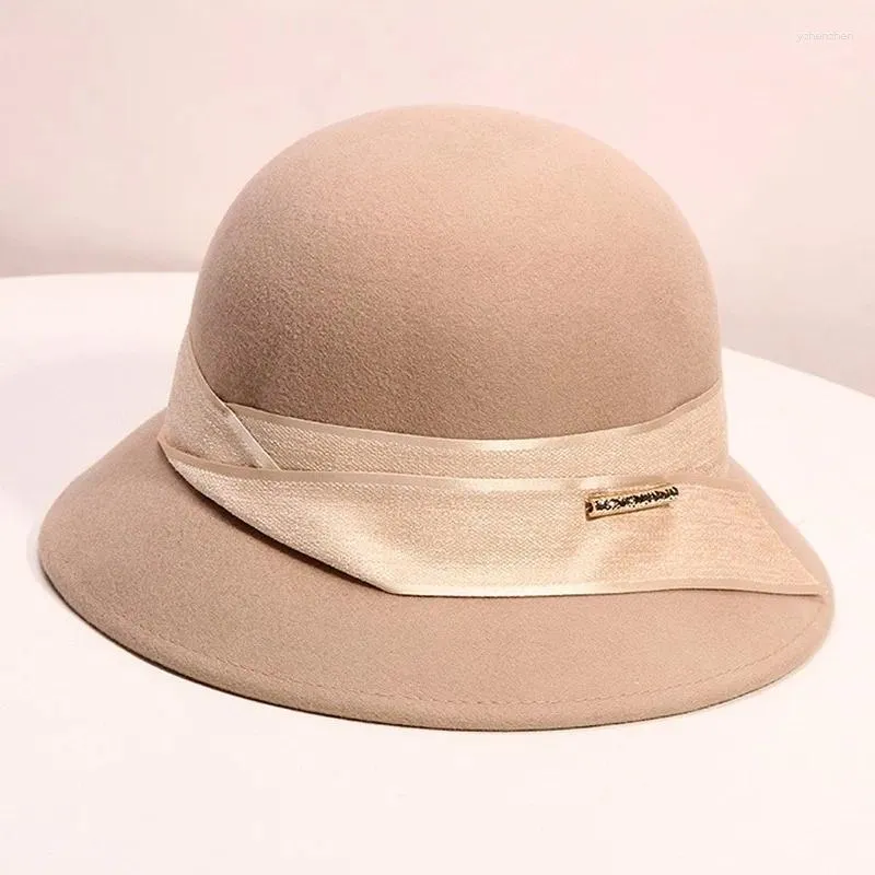 Beralar H789 Kadın Yün Fedora Şapkası Kadın Sonbahar Kış Cloche Cap Lady Fransız Zarif Basit Retro Parti Alışveriş Yün Şapkaları