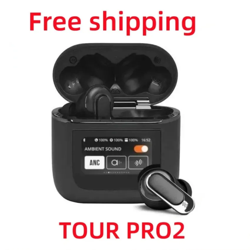 Voor AirPods JBL Tour Pro 2 Wireless Ear Buds ANC Noise Annulering Draadloze Bluetooth-hoofdtelefoon LCD Touchscreen Zichtbare Sport-oortelefoons Ingebouwde Mic-headset