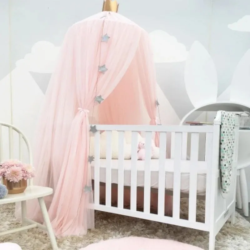 Myggnät Hängande tältstjärndekoration Baby Bed Crib Canopy Tulle Gardiner för sovrum Play House Tält för barn Barnrum 240412