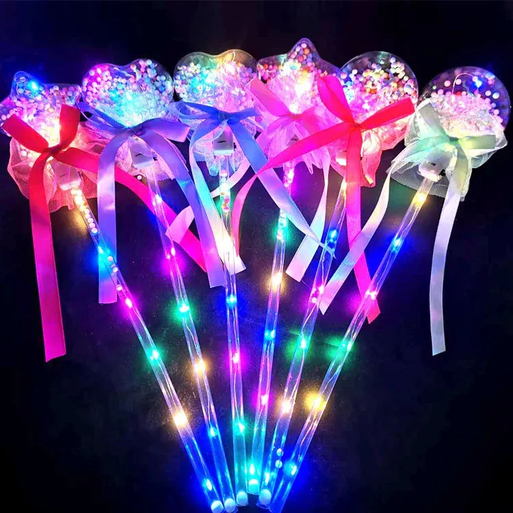 10st Fairy Stick Wave Ball Magic Stick Sparkling Ball Push Small Gift Childrens Glow Toy Party Supplies Favors 240410