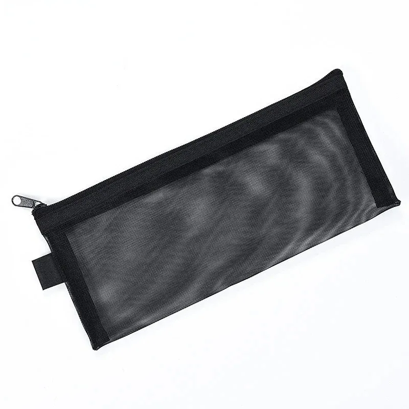 新しいシンプルな透明なメッシュ化粧品ストレージバッグクリアジッパーペンシルケースナイロンメイクポーチポータブルトラベルトイレトリーハンドバッグ