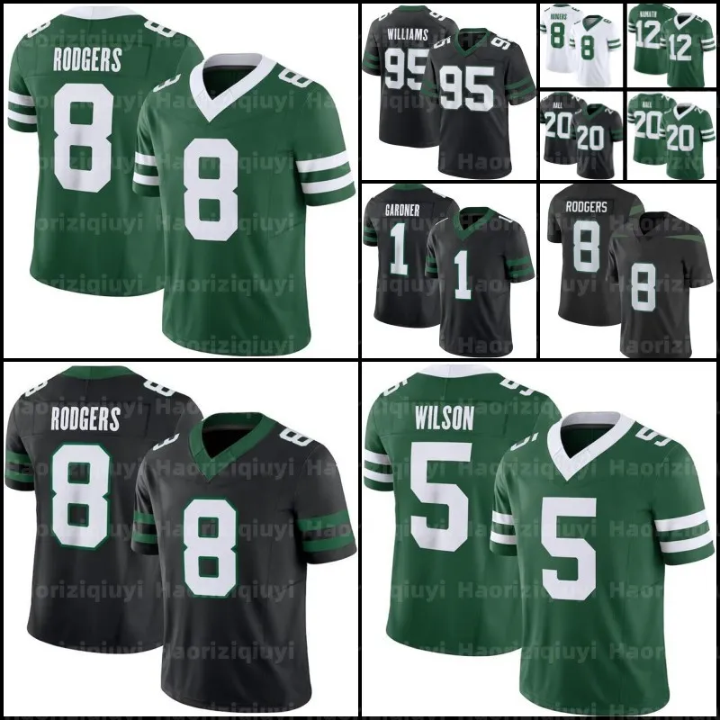 8 Aaron Rodgers Ahmad Sauce Gardner Football Jersey Breece Hall 5 Garrett Wilson Quinnen Williams Quincy Joe Klecko Allen Lazard CJ Mosley Jermaine Johnson II Zach