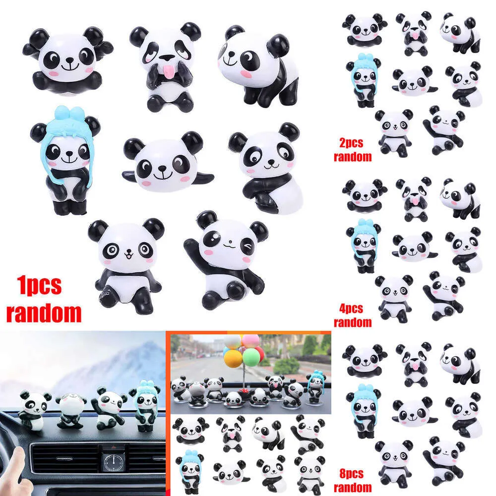 2024 niedliche zufällige Panda -Auto -Armaturenbrett -Ornamente Auto Innenzubehör Dekorative Spielzeuge Paste Tiere Styling Auto Decor Ornament