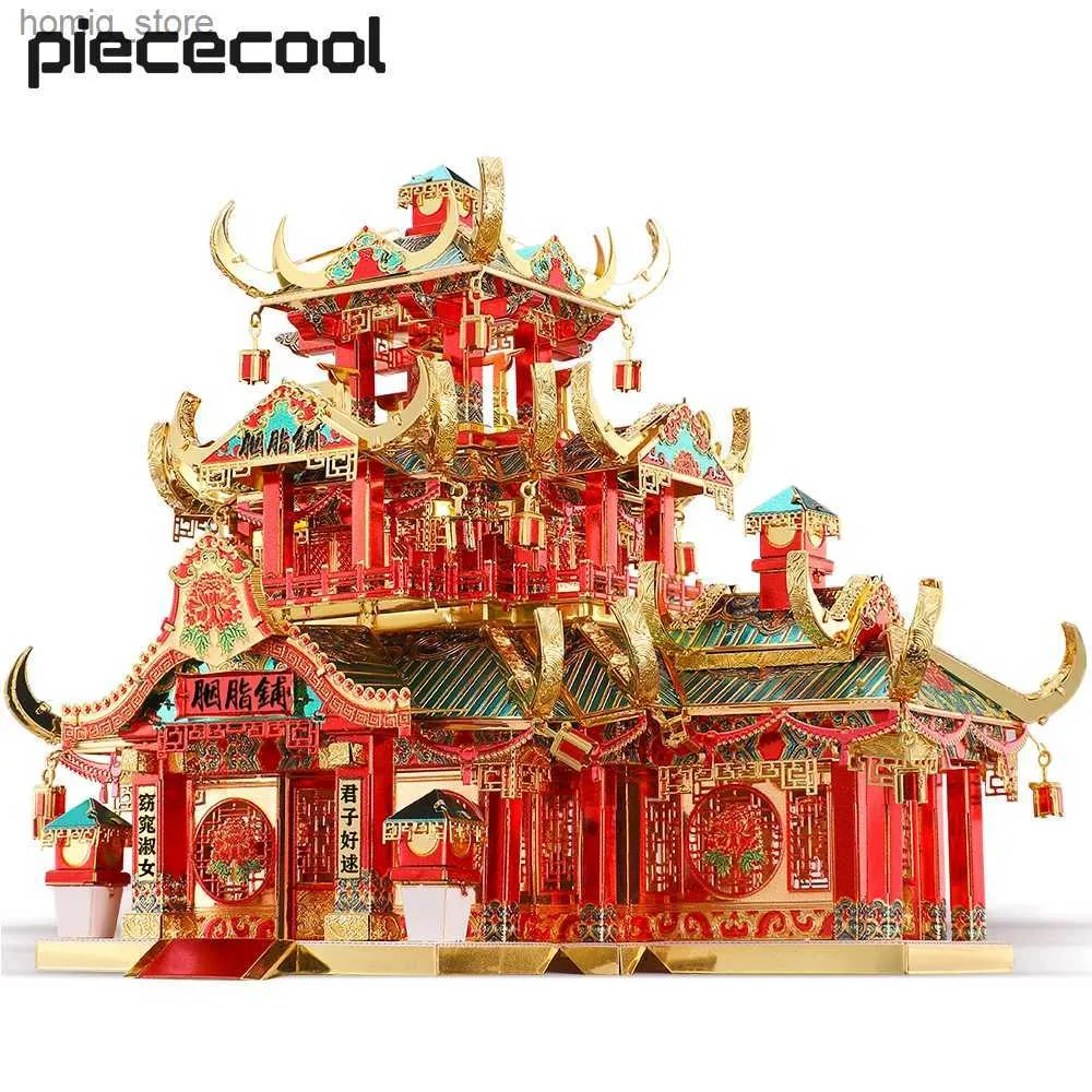 3D Puzzles Piecool Model Building Kits Rouge Shop 3D Puzzle Assembly Metal Jigsaw Diy Set voor tienergeschenken voor volwassen Y240415