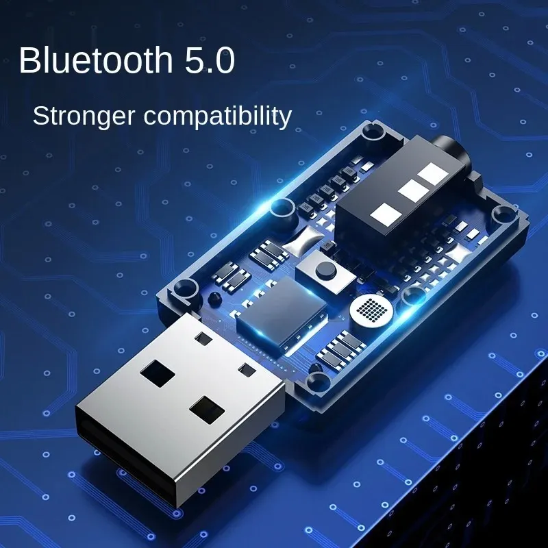Bluetooth 5.0 Mottagare sändare två i en mikrofon USB Bluetooth trådlös ljudadapter