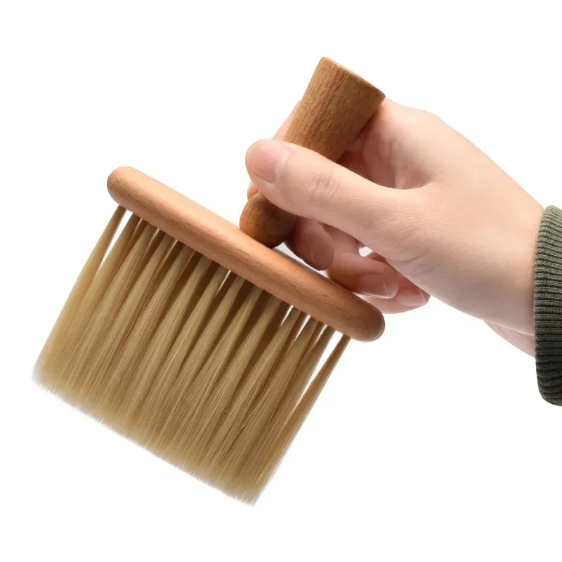 Wooden Brush Comb Neck Face Duster Barber Hair Sweeping Cutting Styling Tools