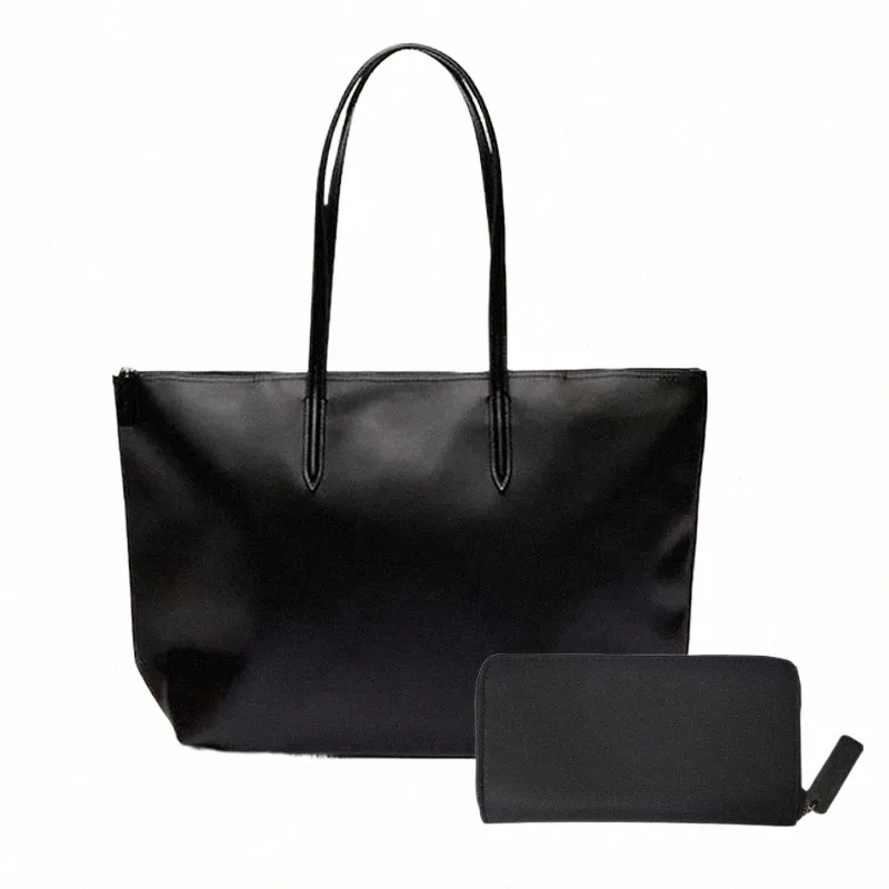 Frauen Krokodil -Einkaufstasche Großkapazität Umhängetaschen Weibliche Brieftasche Handtasche Set Casual Travel Beach Shop Tasche 53BW#