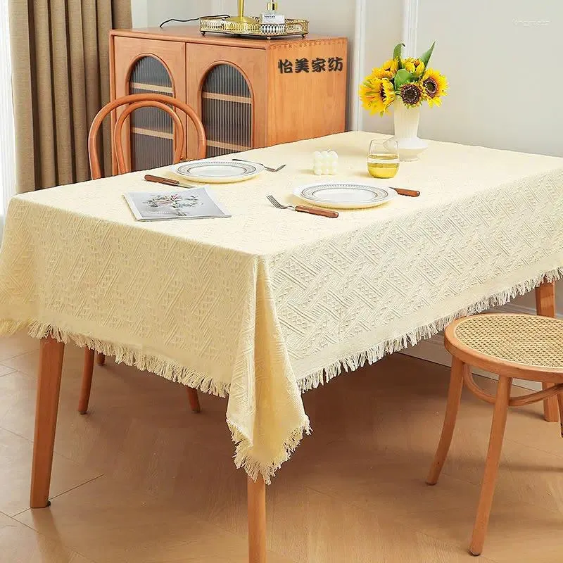 Tafel doek het roomstof met dikke rechthoekige _JES89