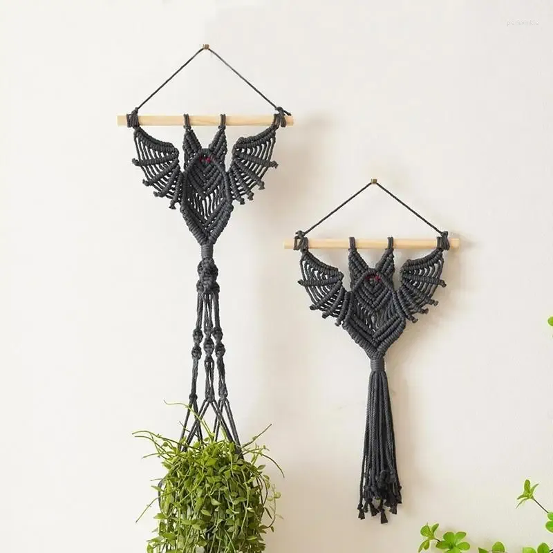 Tapestries macrame hanger organisator vleermuisvorm hand geweven bloempot houder houder wandplanter netzak voor plafond decoratieve bohemian