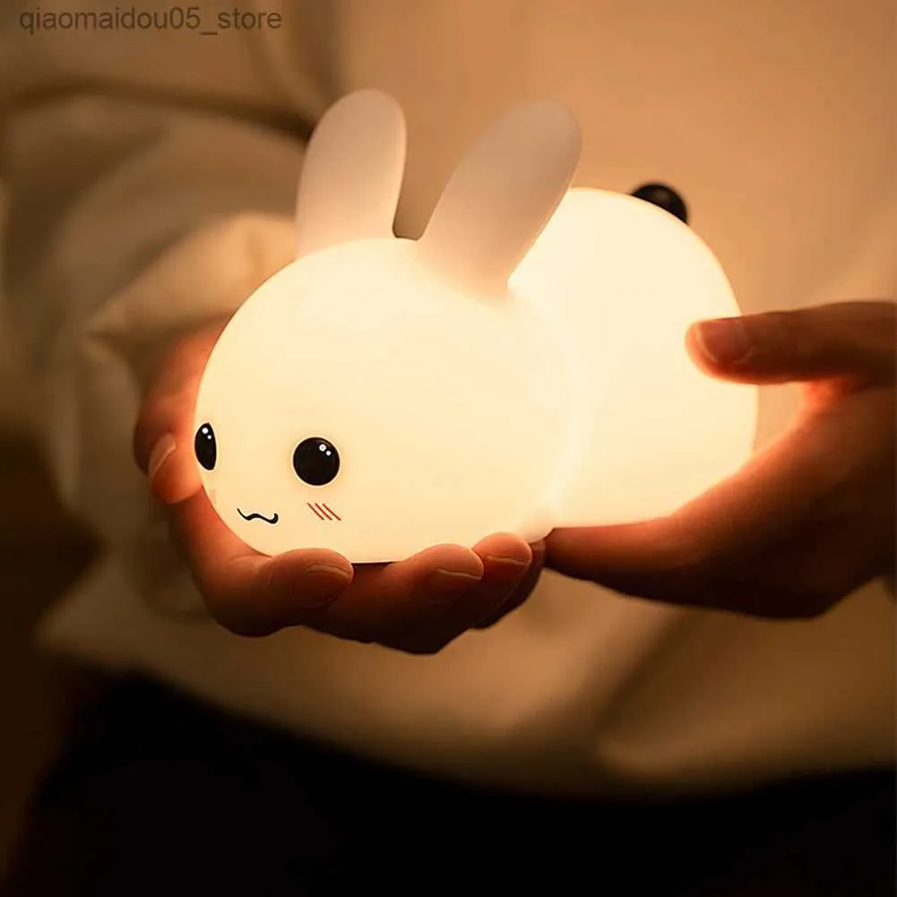 Lampade sfumature Bunny Night Lights For Kids Two Tone USB Carica telecomando TOUCT LIGHIO CHE SUCCESSIONE CURA CURA Q240417
