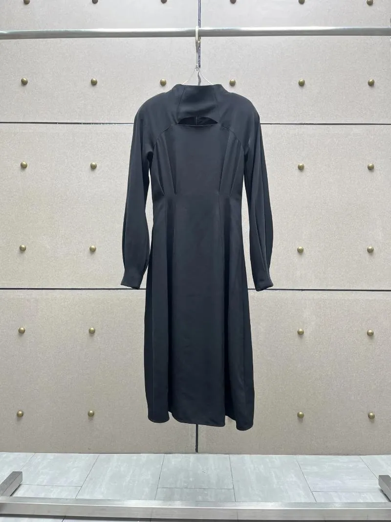 Casual Dresses 2024 Women's Fashion Long-sleeved Semi-turtleneck Waist Dress 1222