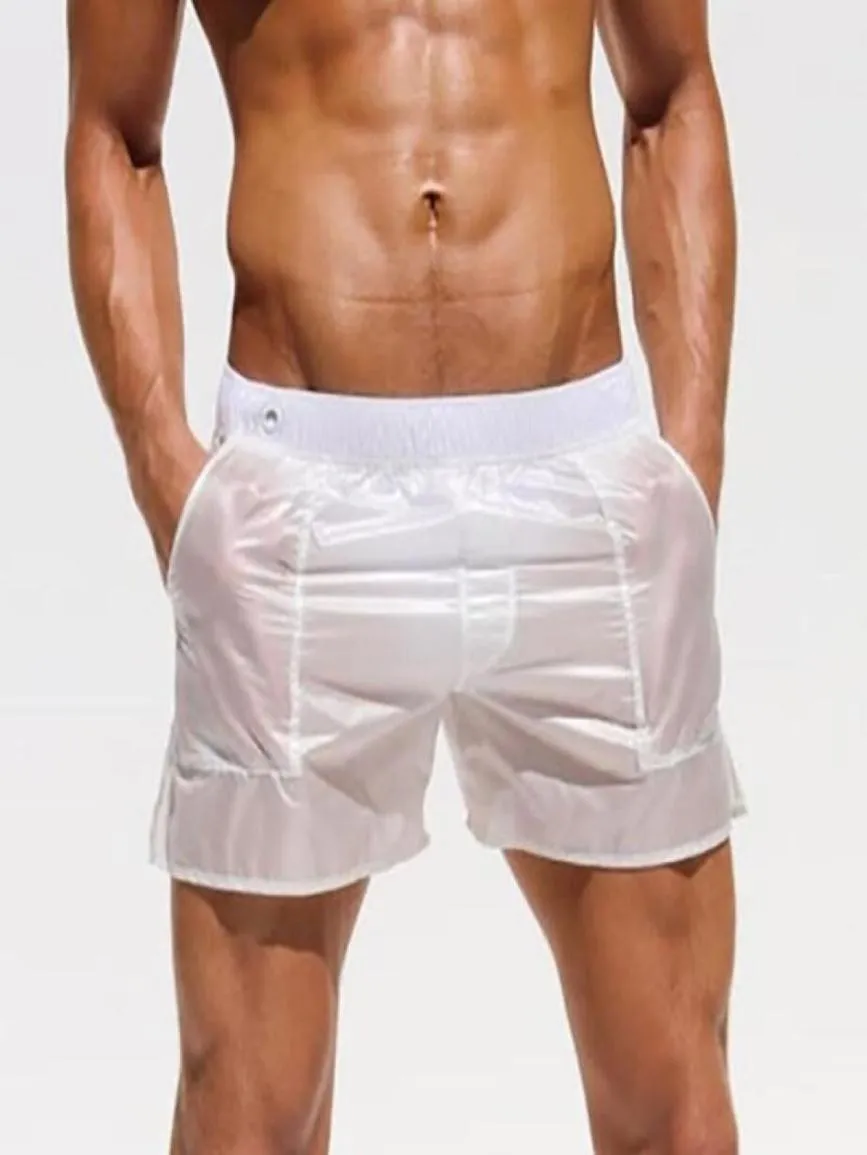 Costumes one-acied hommes maillots de bain nage blancs transparents transparents de natation maillot de bain sexy homosexuels sport de surf de plage shorts de maillot de bain 7836341