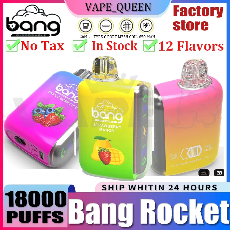 Original Bang Rocket 18000 Puff Einweg Vape Bang Box Kit Dual Mode Puffs 18K wiederaufladbare Mesh Spulen-E-Zigaretten 0% 2% 3% 5% Vaper 18000 12 Geschmack Puff Bang Box 18k