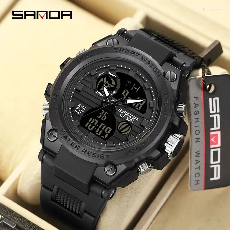 Armbanduhr Sanda Digital Watch Männer Militärarmee Sport Top Quarz LED Armbanduhr Original wasserdichte männliche elektronische Uhr