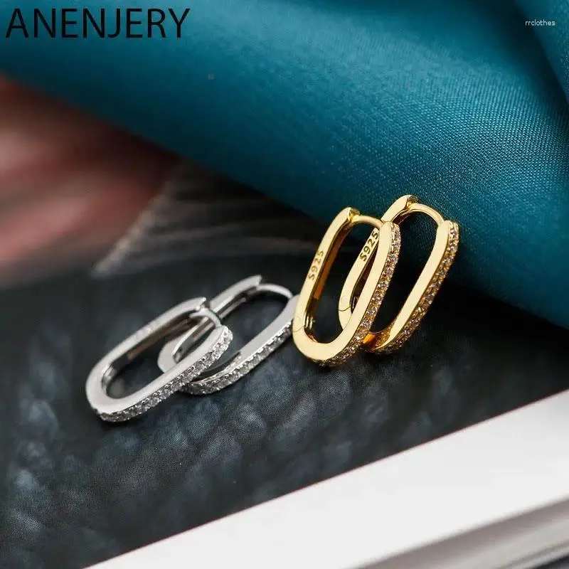 Серьги обруча anenjery Zircon Geometric для мужчин Женщины просто