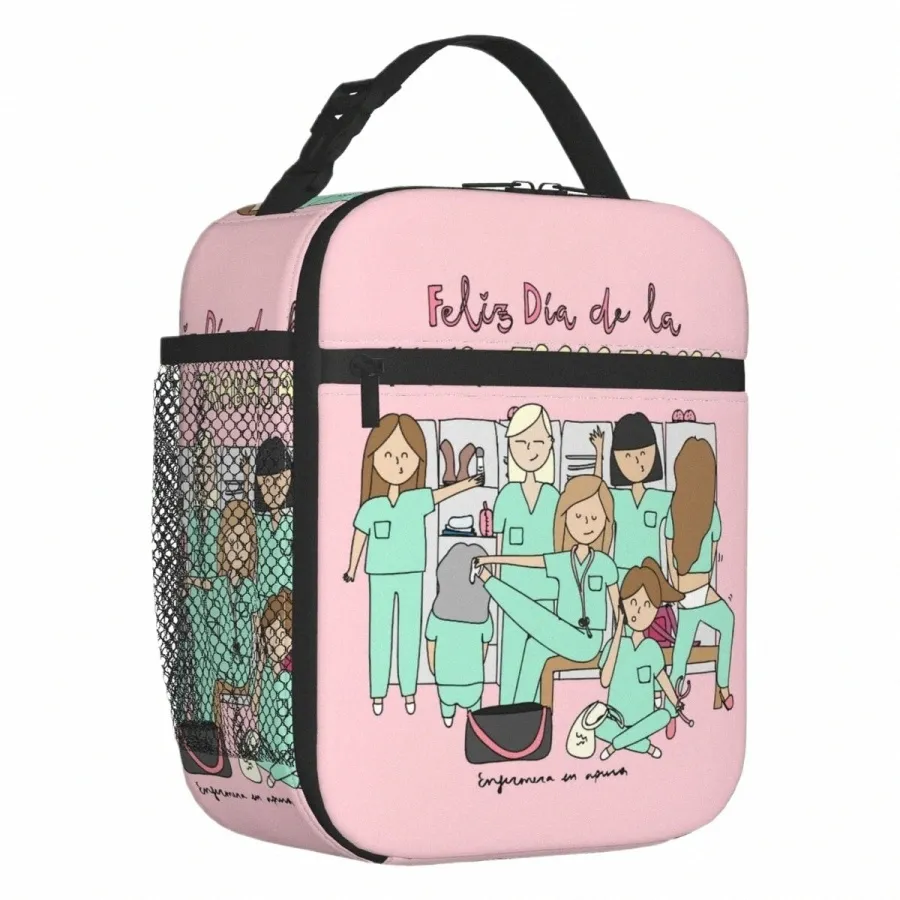 carto dames infirmière médecin sac à lunch isolé imprimé pour pique-nique extérieur Resable thermal refroidisseur de lunch bac women enfants h5co #