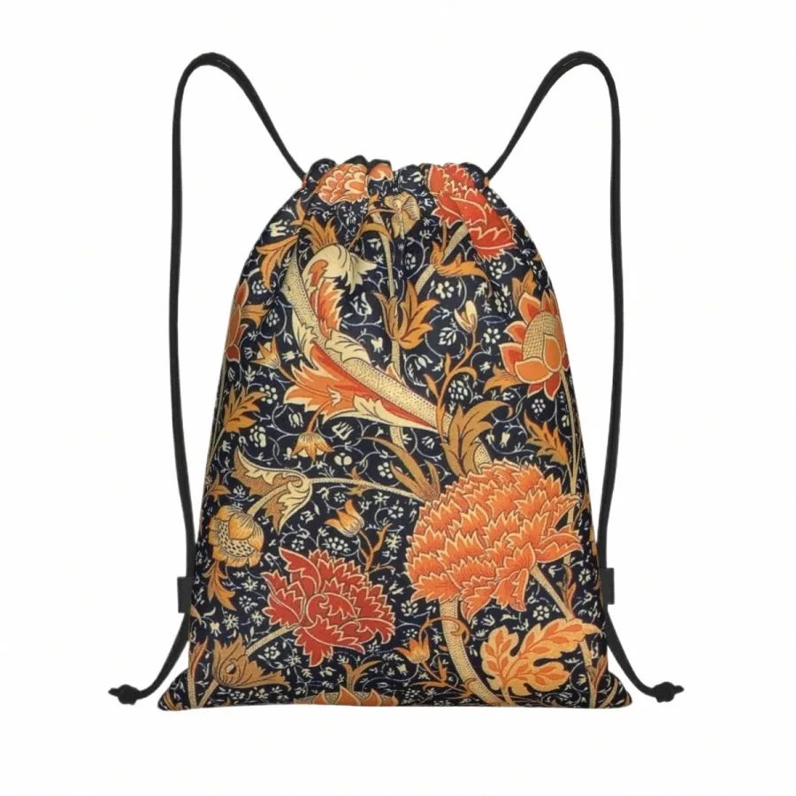 Niestandardowy William Morris Orange Cray Floral Art Torba sznurka do treningu plecak jogi wzór Tekstyl