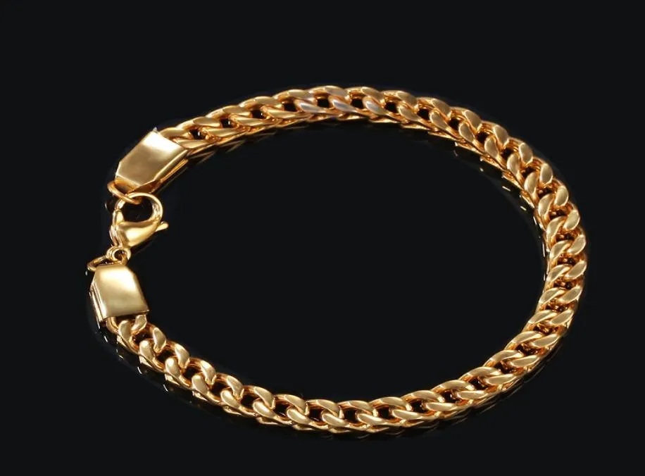 Męskie złote bransoletki Hip Hop Jewely Gold Silver Silver Cuban Link 316L Stal nierdzewna męskie bransoletki 5409371