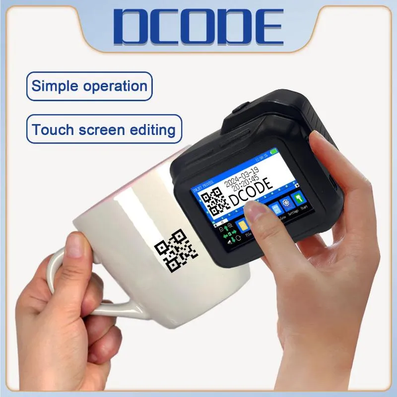 Mini Portable 12,7 mm termisk bläckstråleskrivare för text QR-streckkod Batchnummer Logotyp Datumetikett med snabbtorkande bläck
