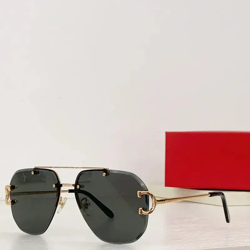 Marka Metal Sınırsız Güneş Gözlüğü Erkek Moda Moda Sürüş Kadınları UV Koruma Gradyan Gözlükleri 240416