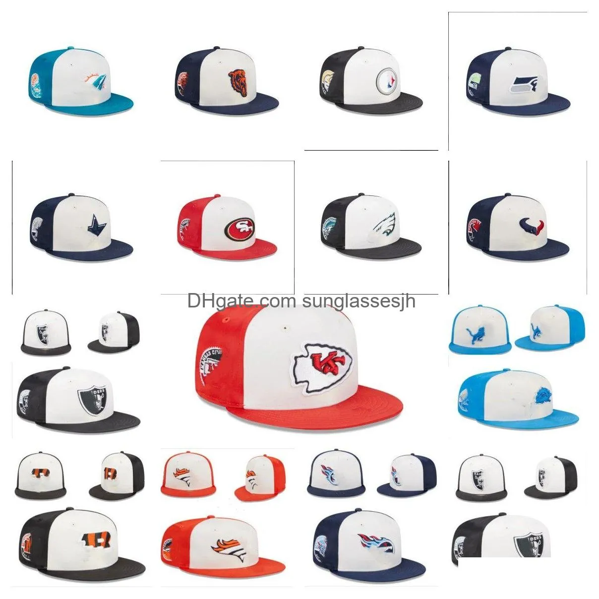 Kapity kulowe hurtowe projektant Snapback Regulowane czapki baseball płaski kapelusz wyposażony w haft logo TEM koszykówka futbolowa siatka clo dhik7