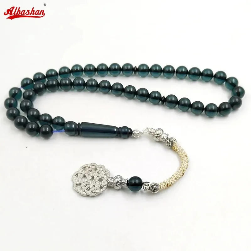 Tasbih Resina verde escura Miços de oração muçulmana Acessórios de moda árabe Jóias turcas Misbaha Bracelets árabes 240403