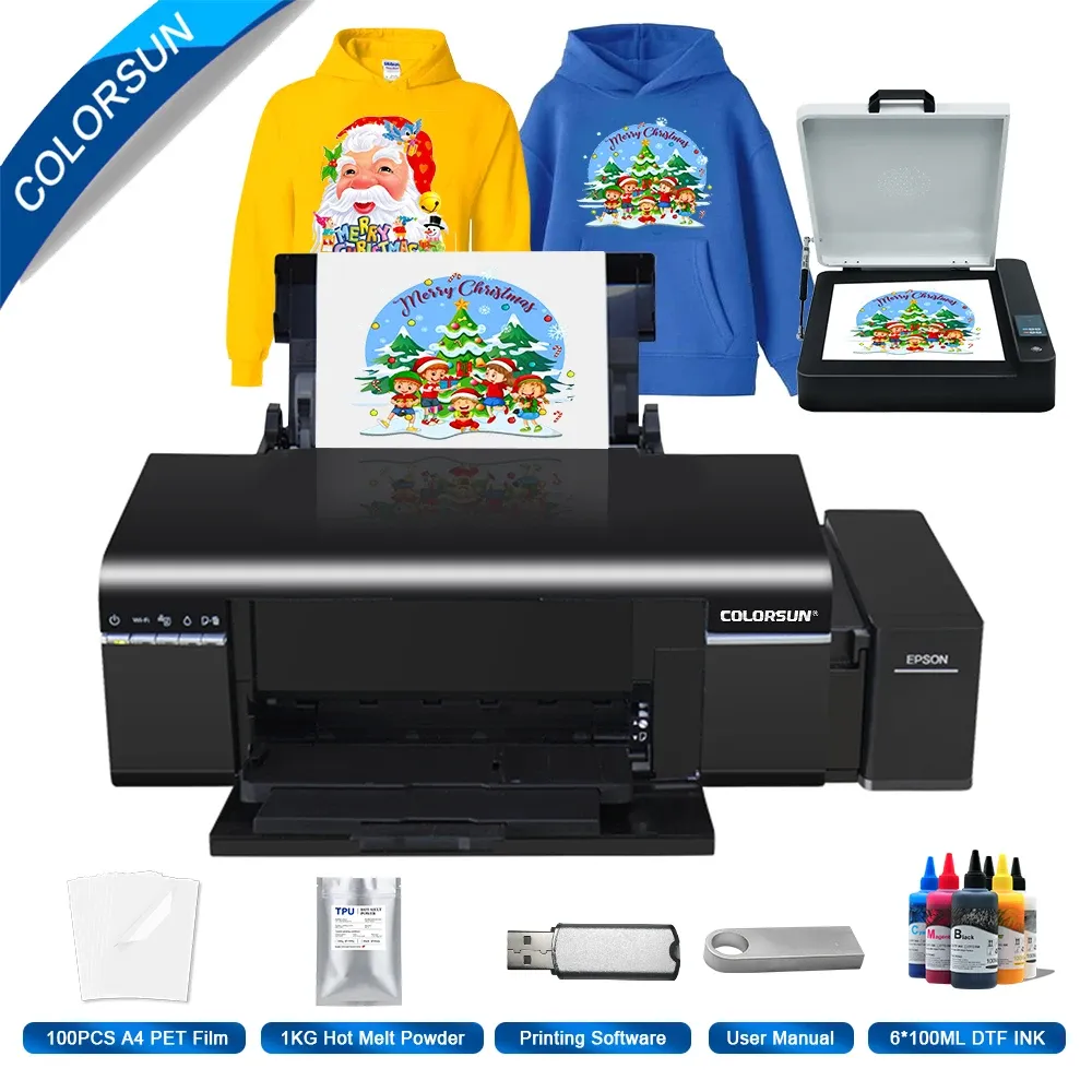 Sweatshirts Colorsun A4 DTF Printer L805 dtf impresora TShirt Printing machine Direct to Film Printer A4 DTF Printer For Tshirt Hoodies