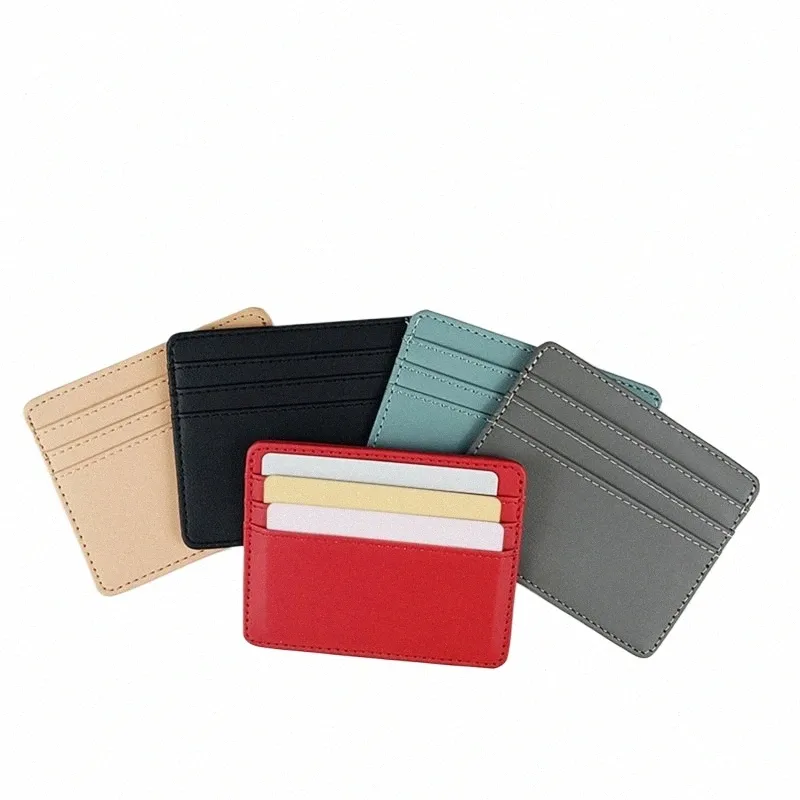 Korthållare Ultra-Thin Bank Credit ID Cards Pouch Case Wallet Organizer Busin Dubbelsidig PU-paket stor kapacitet G3EE#