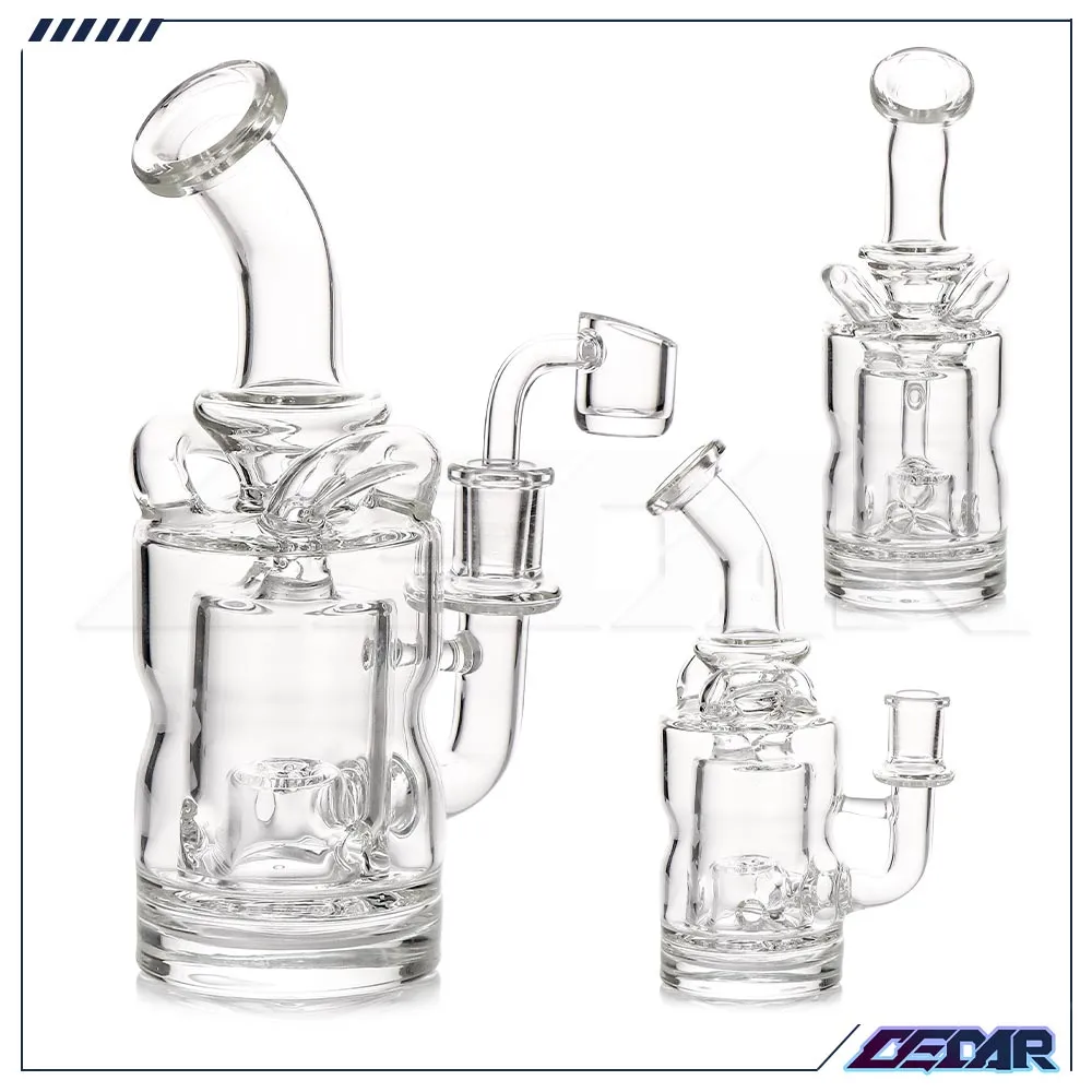 Pot à main le poêle à fumer de 7,5 pouces en verre transparent en verre de gobelet Bubbler Recycler Bong Oil Dab Rig Gire en verre Pipe d'eau avec un banger de quartz de 14 mm