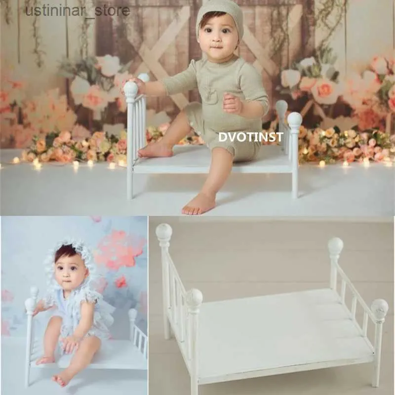 Baby Cribs Dvotinst nyfödda fotograferingsrekvisita för babyjärn som poserar mini säng vita spjälsängar Fotografia tillbehör Studio skjuter foto rekvisita l416