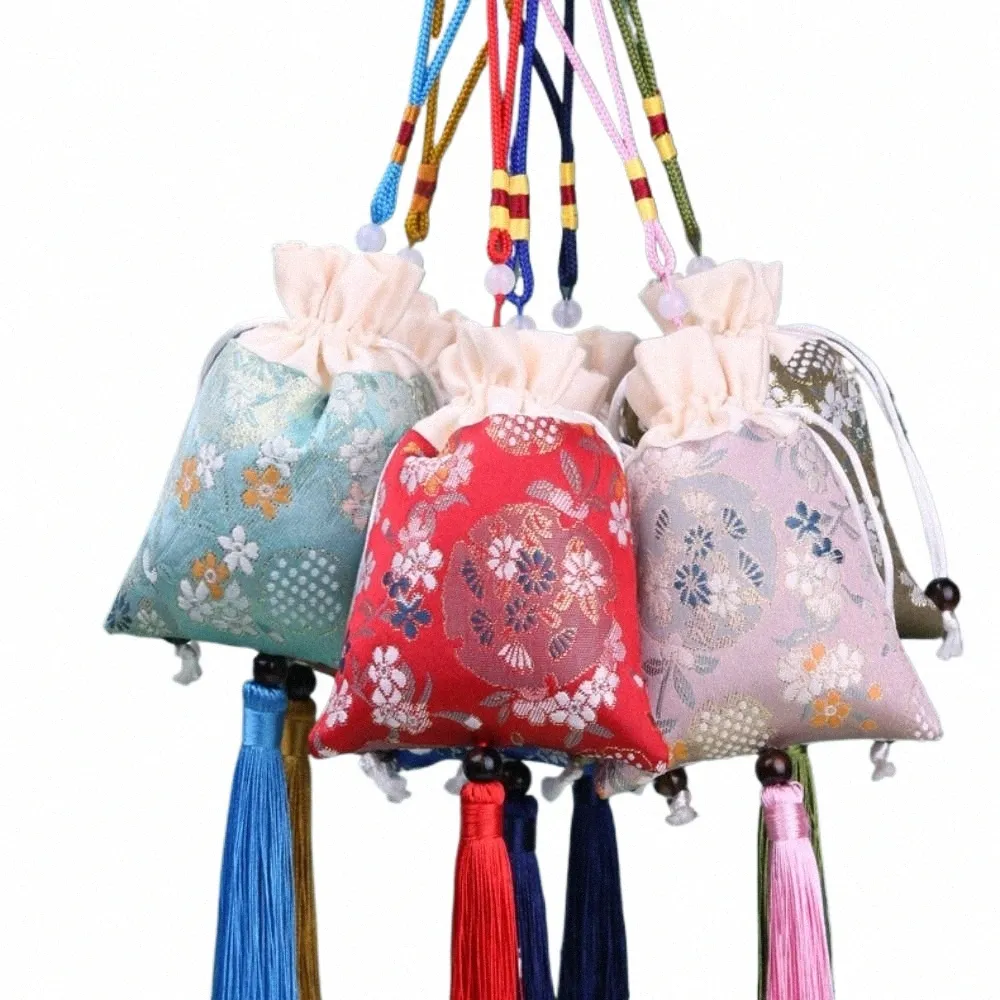 floral Fr Tassel Drawstring Bag Large Capacity Mini Coin Purse Canvas Ethnic Fr Handbag Bedroom Decorati Storage Bag N1XN#
