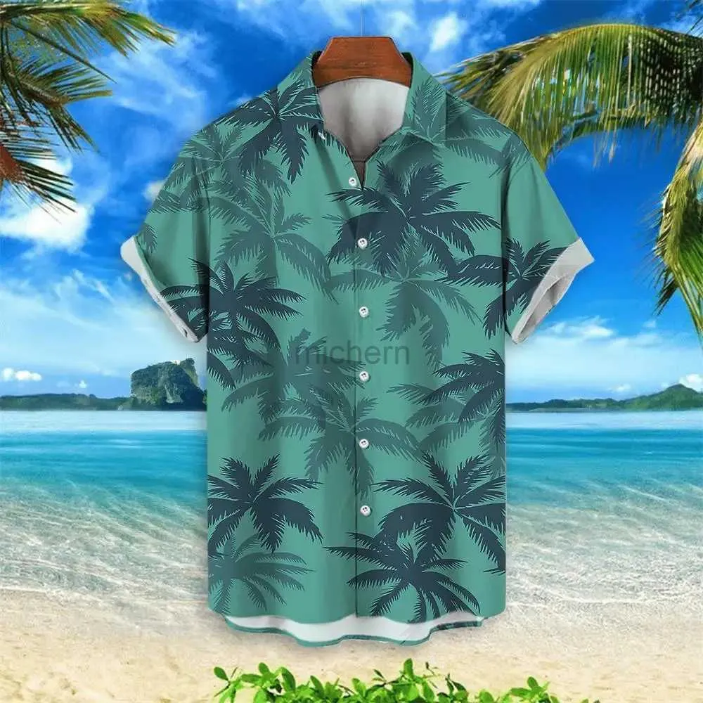 Men's Casual Shirts Coconut Tree Hawaiian Shirt Party Summer Mens Clothing Top Tshirt For Men Short Sleeved Fashion 240416