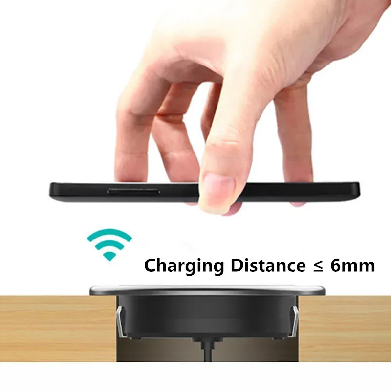 Chargers Caricatore wireless invisibile nascosto Caricatore del telefono wireless a lunga distanza sotto la scrivania da 10w mobili di ricarica wireless