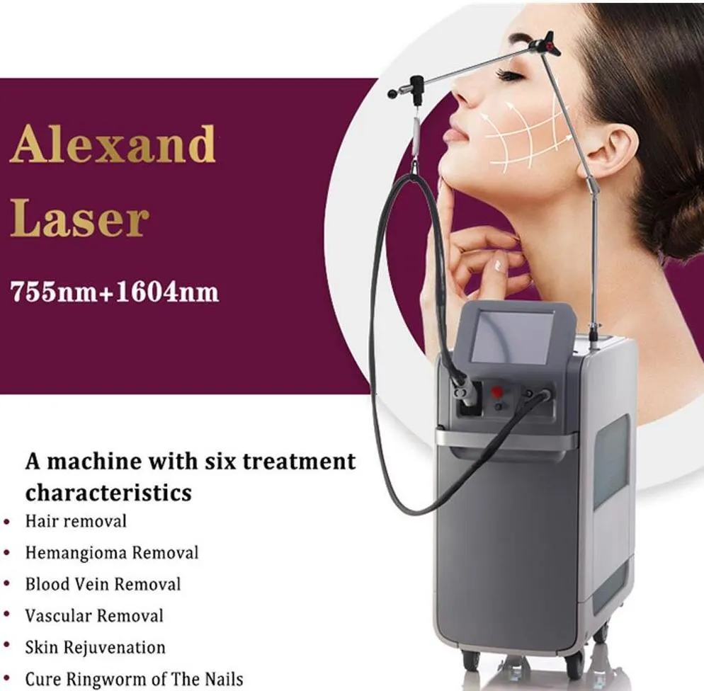 Ny ankomst Optisk fiber Hårborttagning Laser 1064 755NM ND YAG LASER Hårborttagningsmaskin Alexandrite Laser Skin Rejuvenation Beauty Machine Passar för all hud