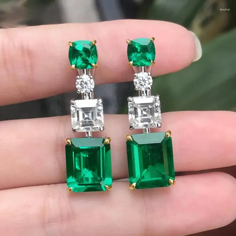 Brincos de garanhão festa retrô verde zircão pendente elegante Acessórios diários para presente de aniversário vestível Mãe jóias de moda