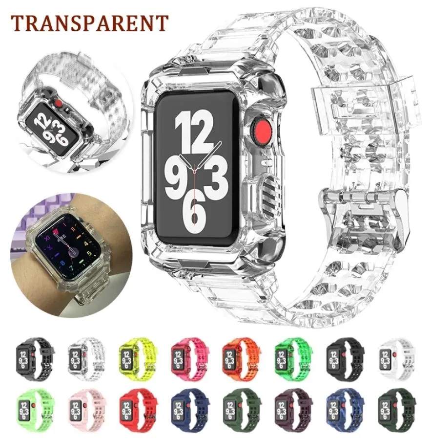 Pulseira esportiva de silicone transparente para watch Apple 44mm 42mm 40mm 38mm Band para iwatch Series Se 6 5 4 3 Watchband4517846