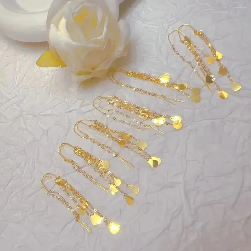 Kolczyki Dangle PRAWDZIWE 18K Gold Droplet Fashion i proste damskie biżuterię AU750 Wszechstronne prezenty E0047