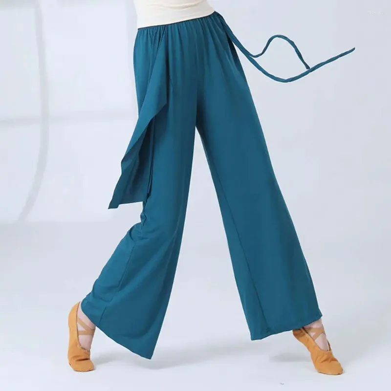 Kobiety Pants Women Yoga szeroka nogawka stylowa szeroka noga z elastycznymi kieszeniami talii dla wygody elegancka stała stała stała