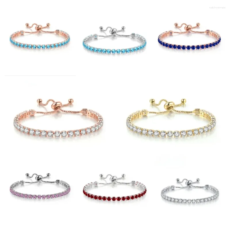 Link Bracelets Zirconia Crystal Tennis for Women 4mm Color Round Girl Ajuste Jewelry Party Kit Bracelet Maker