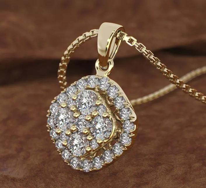 Rose 2 Carats Diamond Wiselant 18K Gold Chalcedony Bizuteria Women Square Jewelry Naszyjnik Piercionki Gemstone5477374