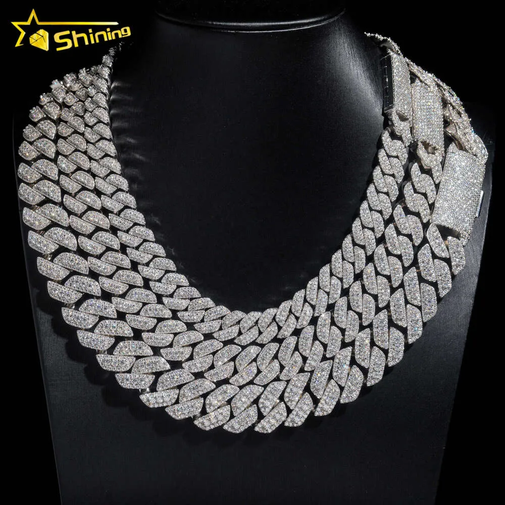 12mm 15mm 18mm grossistpris Silver 925 VVS Moissanite Hip Hop Iced Out Diamond Fine Jewelry Miami Necklace Cuban Link Chain