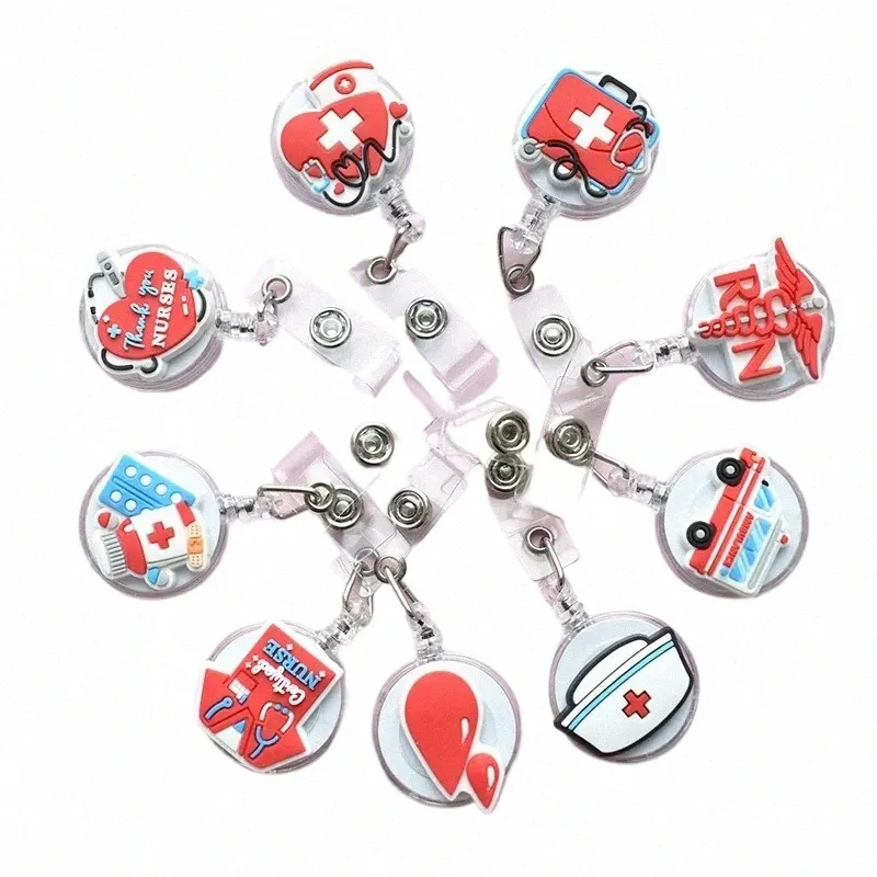 1pc Cute Medical Supplies 60cm Silice Retractable Badge Reel Student Nurse Exhibiti Enfermera Name Card ID Card Chest x4Ba#