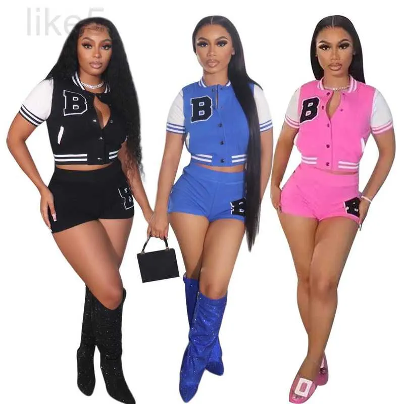 Women's Two Piece Pants Designer Brand 6097 Summer New Style Temperament Short Sleeved Shorts Baseball Suit Two-piece Set SVMT